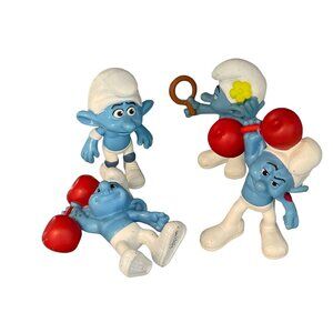 Four McDonald's Troll Smurfs Hefty, Panicky, Vanity Doll Figures